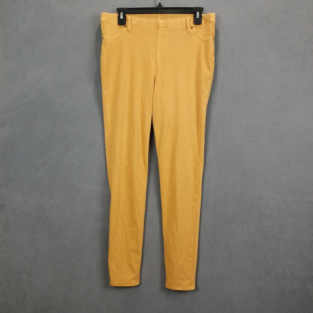Time And Tru Pants Womens L(12-14) Ochre Harvest Faux Cotton Stretch Skinny Leg